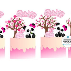 Arquivo de Corte Topo de Bolo Panda Rosa Menina