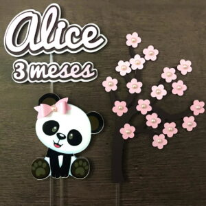 Arquivo de corte Topo de bolo Panda Rosa + BRINDES