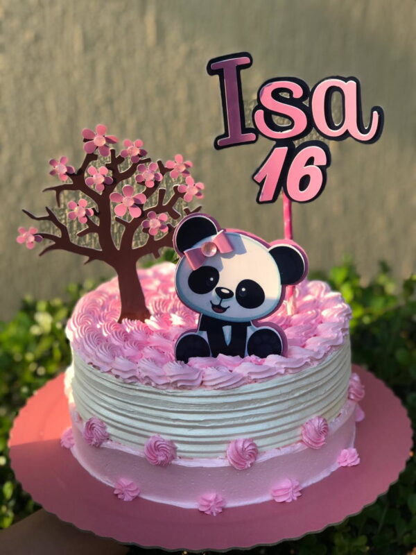 Arquivo de corte topo de bolo panda rosa