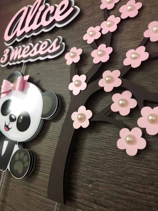 Arquivo de corte Topo de bolo Panda Rosa + BRINDES - Image 2