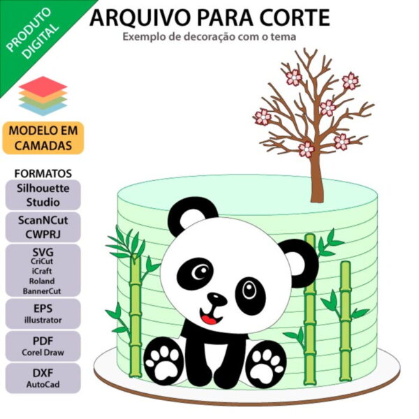 ARQUIVO de corte Topo de bolo Pandinha, Panda +1 tema da loj - Imagem 2