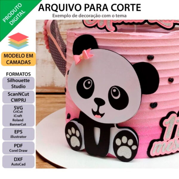 ARQUIVO de corte Topo de bolo Pandinha, Panda +1 tema da loj - Imagem 3