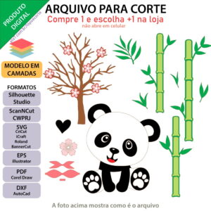 ARQUIVO de corte Topo de bolo Pandinha, Panda +1 tema da loj