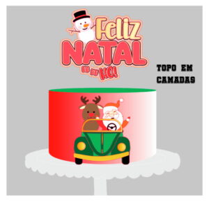 Arquivo de Corte Topo de Bolo Papai Noel Carro + Brinde