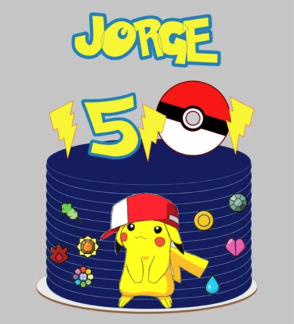 Arquivo de Corte Topo de Bolo Pikachu com Insígnias