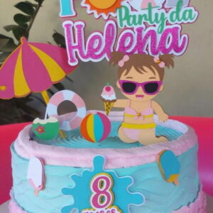 Arquivo de Corte Topo de Bolo Pool Party Bebe Menina