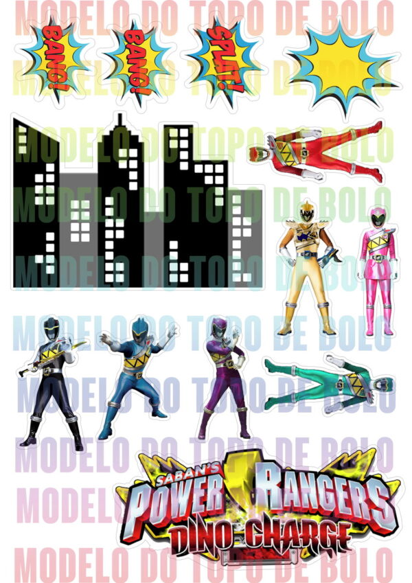 Arquivo Digital Topo de Bolo Power Rangers Dino #1 - Image 2