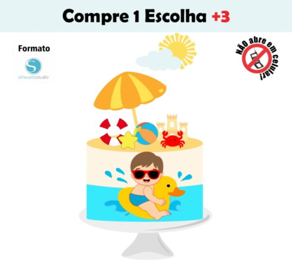 Arquivo de Corte Topo de Bolo Praia Menino