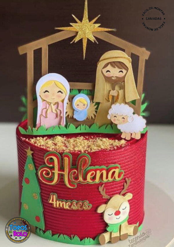 Arquivo de Corte Topo de Bolo Presépio de Natal