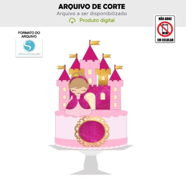 Arquivo de Corte Topo de Bolo Princesa