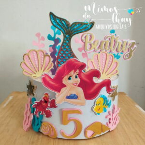 Arquivo de Corte: Topo de Bolo Princesa Ariel Camadas 010