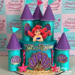 Arquivo de Corte: Topo de Bolo Princesa Ariel Castelo 3d 012