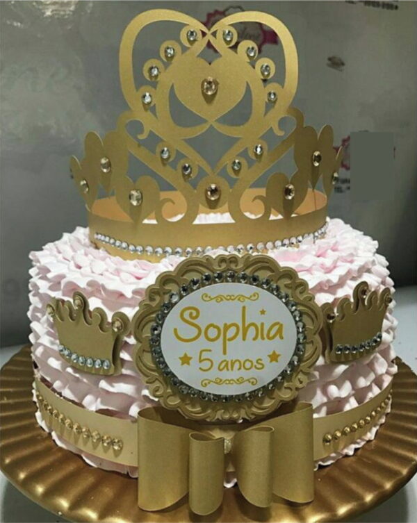 Arquivo de corte topo de bolo Princesa dourada