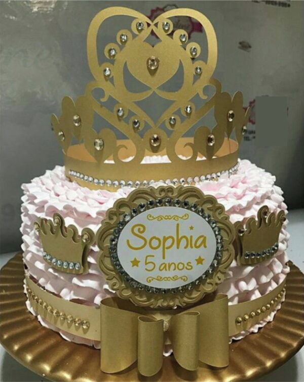 Arquivo de Corte - Topo de Bolo Princesa Dourado