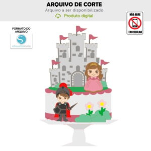 Arquivo de Corte Topo de Bolo Princesa e Cavaleiro