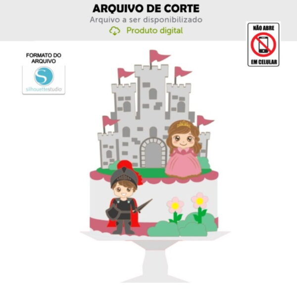 Arquivo de Corte Topo de Bolo Princesa e Cavaleiro