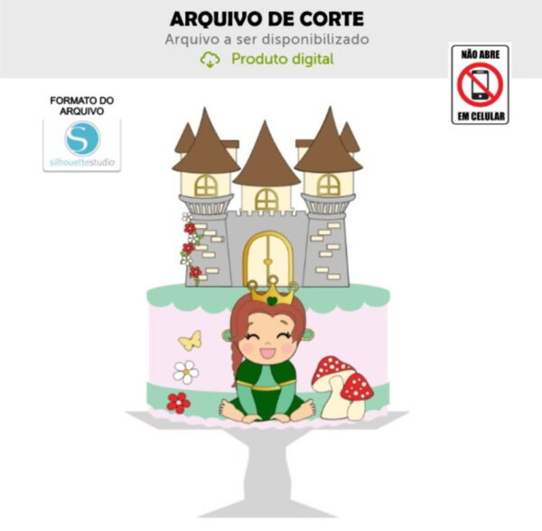 Arquivo de Corte Topo de Bolo Princesa Fiona Bebê