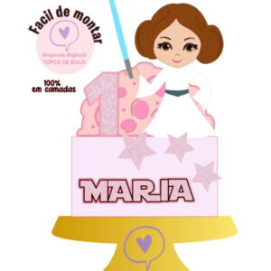Arquivo de Corte Topo de Bolo Princesa Leia 1