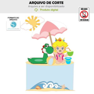 Arquivo de Corte Topo de Bolo Princesa Peach Praia