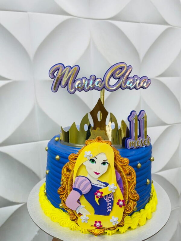 Arquivo de Corte Topo de Bolo Princesa Rapunzel com Coroa