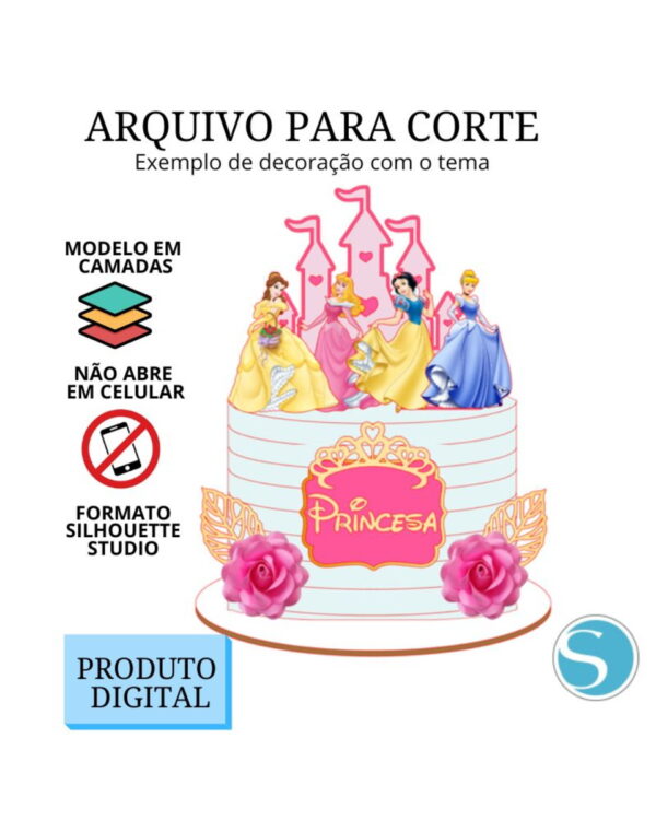Arquivo de Corte Topo de Bolo - Princesa