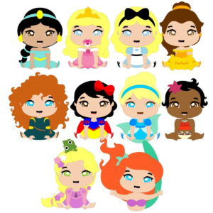 392 - Arquivo de Corte Topo de Bolo Princesas Baby Cute