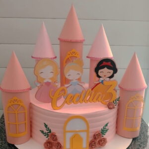 Arquivo de Corte Topo de Bolo Princesas Castelo 3d
