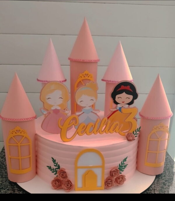 Arquivo de Corte Topo de Bolo Princesas Castelo 3d