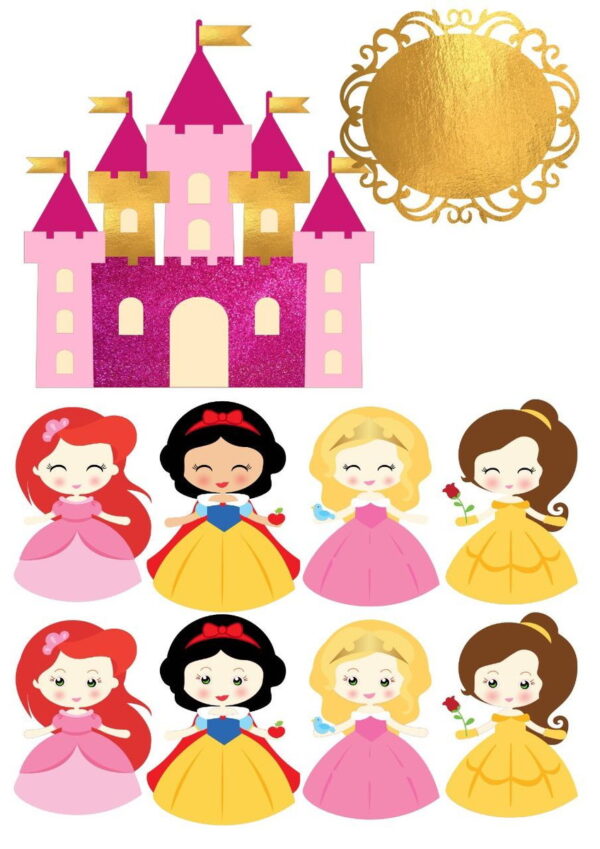 ARQUIVO DE CORTE TOPO DE BOLO PRINCESAS castelo