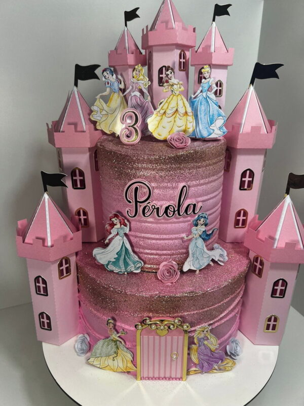 Arquivo de Corte Topo de Bolo Princesas com Castelo