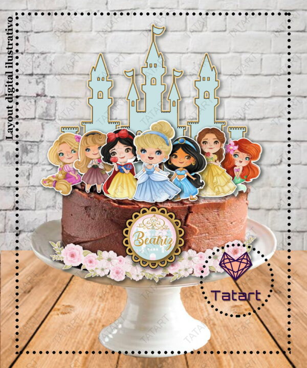 Arquivo de Corte Topo de Bolo Princesas Disney 22