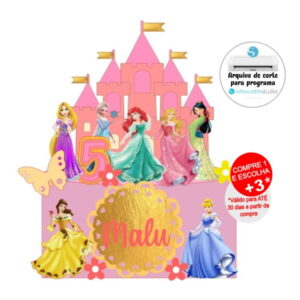 Arquivo de Corte Topo de Bolo Princesas Disney