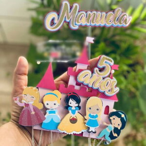 Arquivo de Corte Topo de Bolo Princesas Disney Cute 004