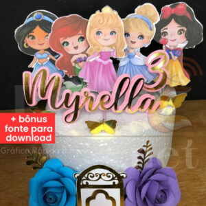Arquivo de Corte Topo de Bolo Princesas Disney