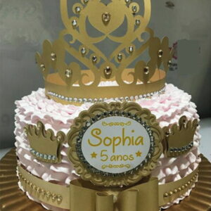 Arquivo de Corte Topo de Bolo Princesas Dourado