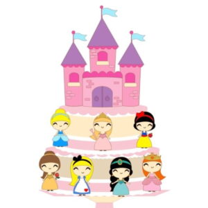 Arquivo de corte Topo de bolo Princesas EM CAMADAS COD:1109