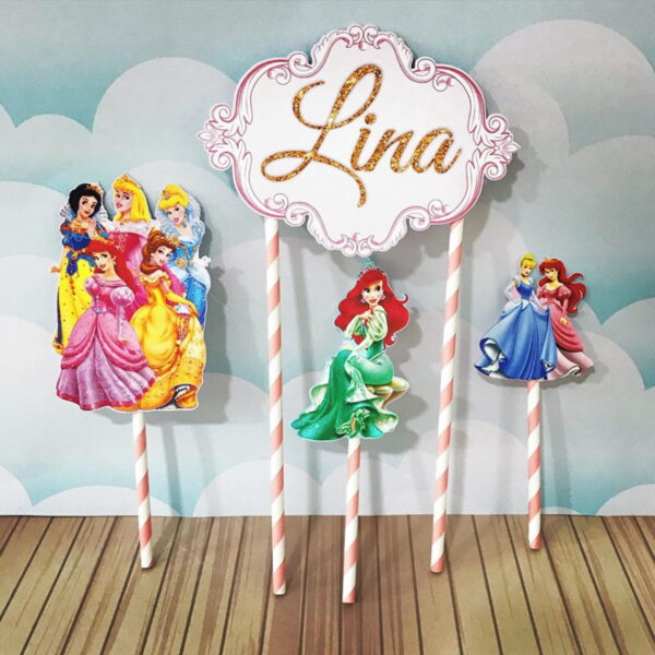 Arquivo de Corte Princesas Disney Topo de Bolo Personalizado