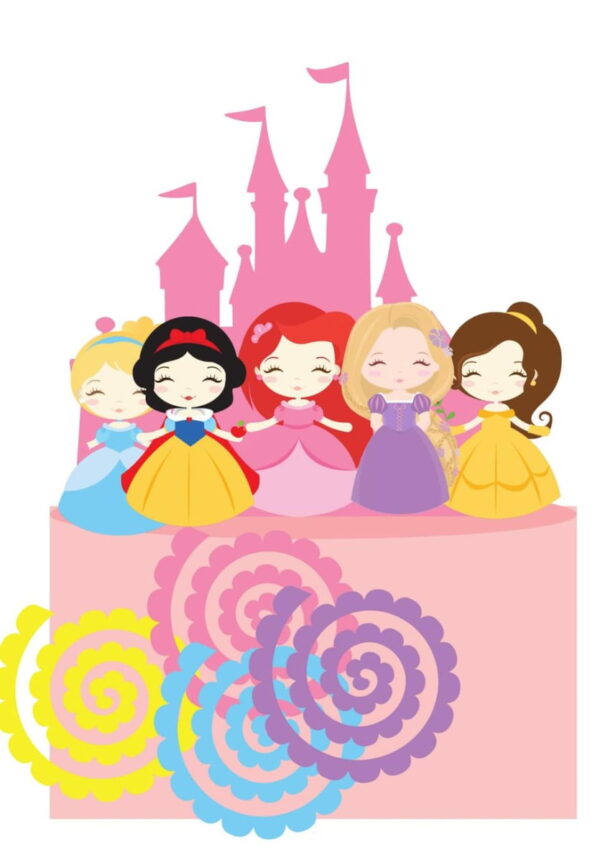 Arquivo de Corte Topo de Bolo Princesinhas Disney Cute