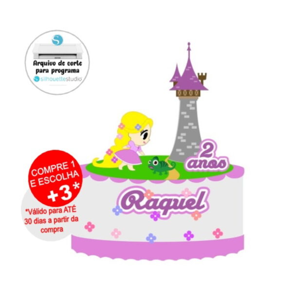 Arquivo de Corte Topo de Bolo Rapunzel