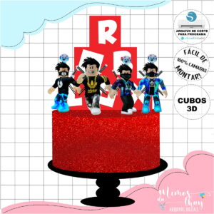 Arquivo de Corte: Topo de Bolo Roblox + Cubo 3d 004