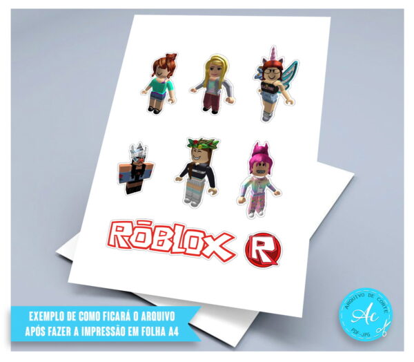 Arquivo de corte topo de bolo Roblox Menina #1 PDF/JPG - Image 3