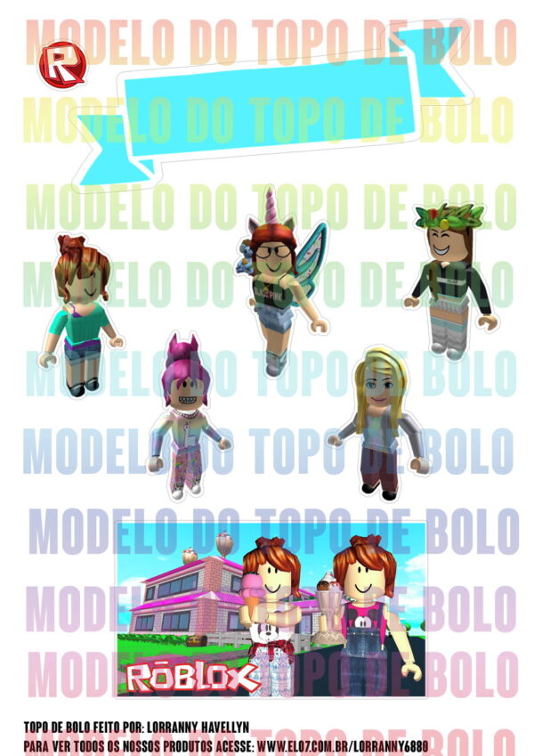Arquivo de corte topo de bolo Roblox Menina #2 PDF/JPG - Image 2