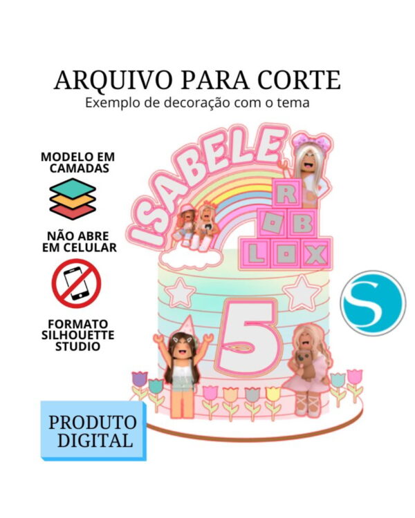 Arquivo de Corte Topo de Bolo - Roblox Menina