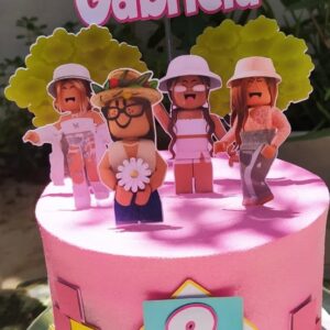 Arquivo de corte topo de bolo Roblox Menina Rosa