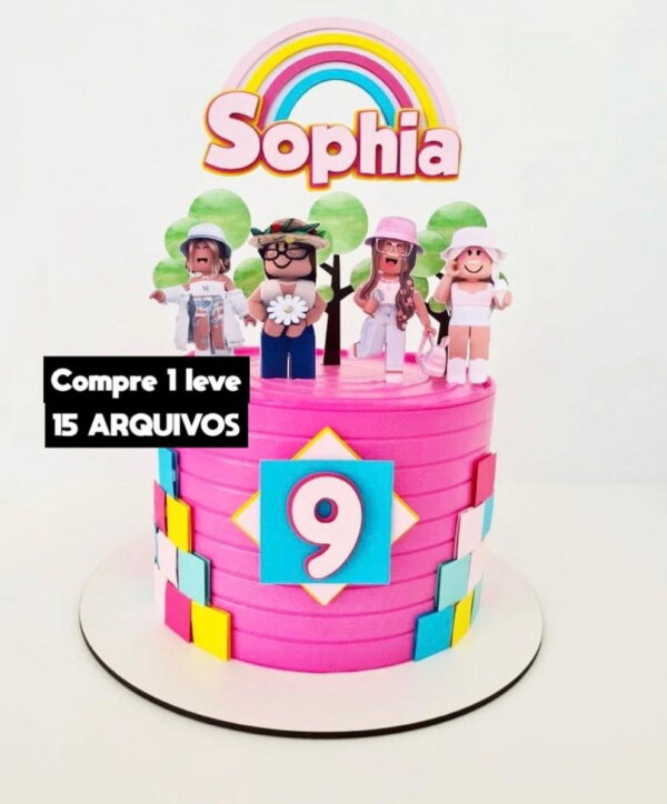 Arquivo de Corte- Topo de Bolo Roblox Menina Studio