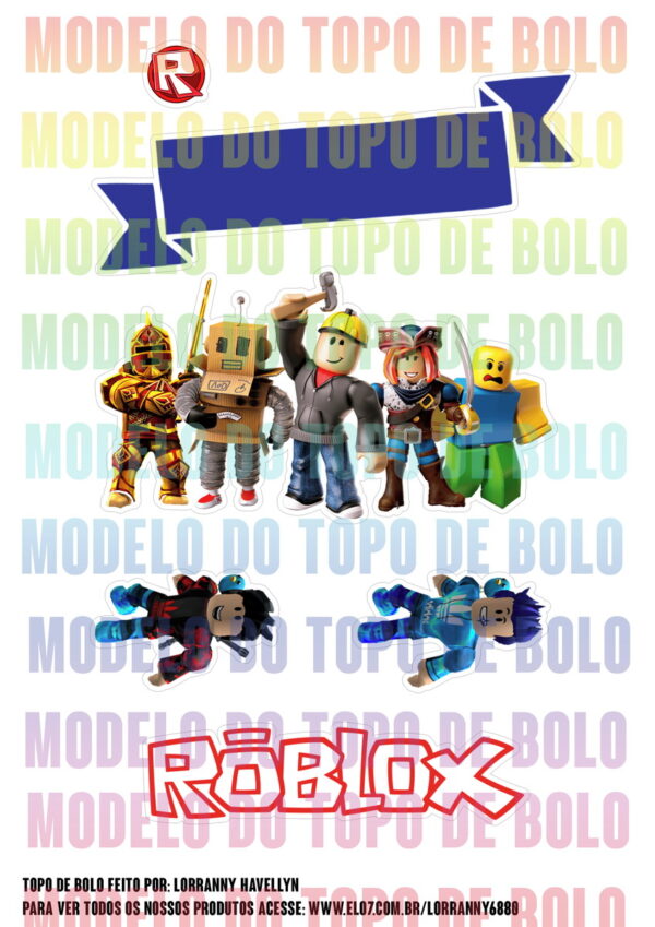 Arquivo de corte Topo de Bolo Roblox Menino #1 PDF/JPG - Image 3