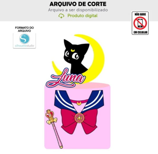 Arquivo de Corte Topo de Bolo Sailor Moon Luna
