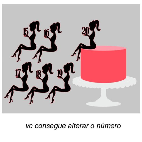 Arquivo De Corte Topo De Bolo Silhueta Mulher C/ Idade + Bri