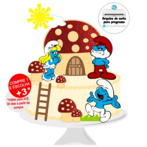 Arquivo de Corte Topo de Bolo Smurfs