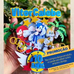 Arquivo De Corte Topo De Bolo Sonic - 005